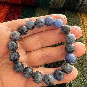 ❤️ 12mm Sodalite Gemstone Handcrafted Artisan Stretch Bracelet Southwestern